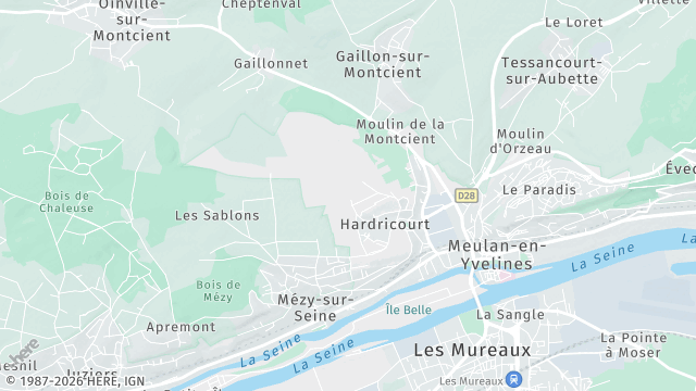 Carte de la zone d'intervention à Hardricourt