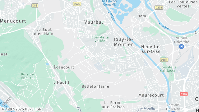 Carte de la zone d'intervention à Jouy-le-Moutier