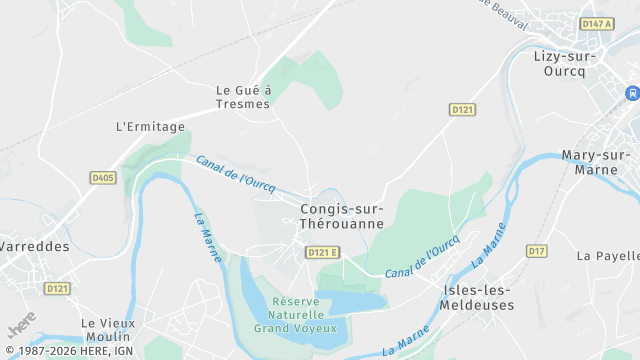 Carte de la zone d'intervention à Congis-sur-Thérouanne