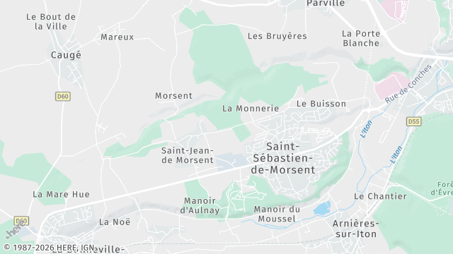 Carte de la zone d'intervention à Saint-Sébastien-de-Morsent