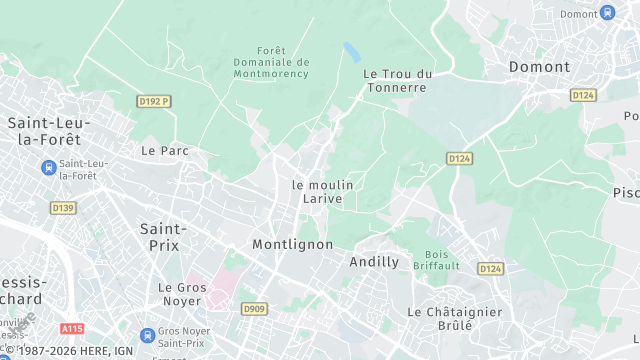 Carte de la zone d'intervention à Montlignon