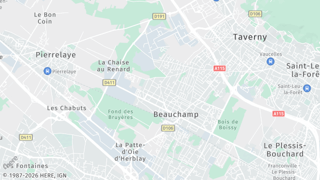 Carte de la zone d'intervention à Beauchamp