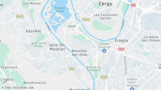 Carte de la zone d'intervention à Neuville-sur-Oise