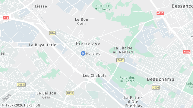 Carte de la zone d'intervention à Pierrelaye