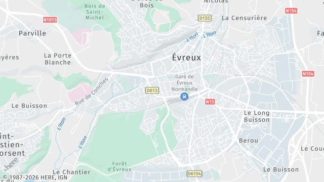 Carte de la zone d'intervention à Évreux