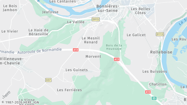 Carte de la zone d'intervention à Bonnières-sur-Seine