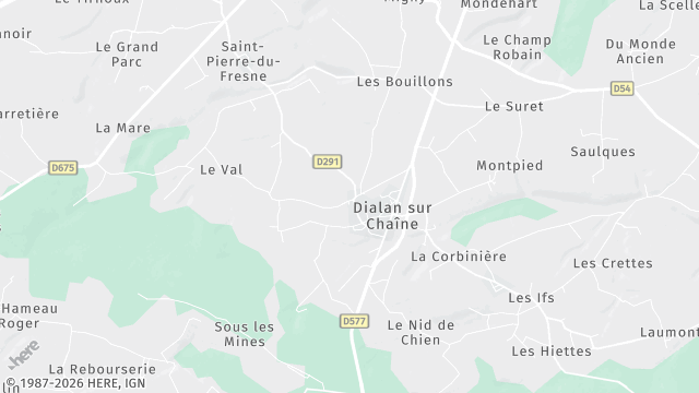 Carte de la zone d'intervention à Dialan sur Chaîne