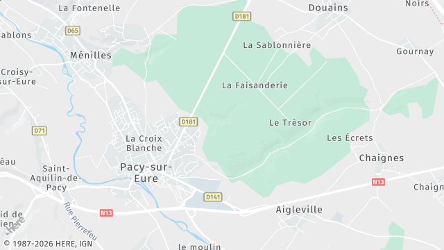 Carte de la zone d'intervention à Pacy-sur-Eure