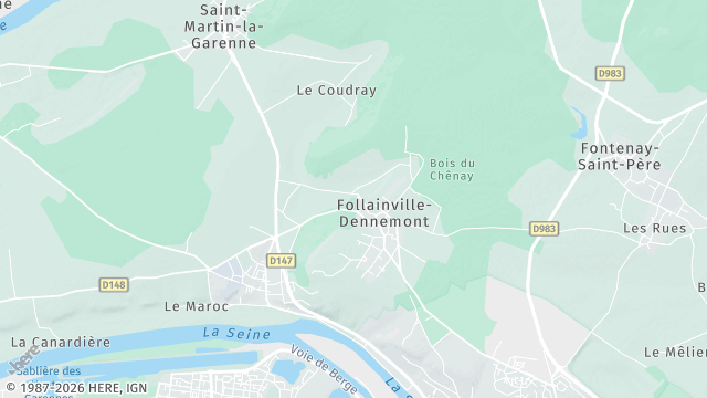 Carte de la zone d'intervention à Follainville-Dennemont
