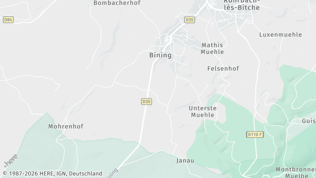 Carte de la zone d'intervention à Bining