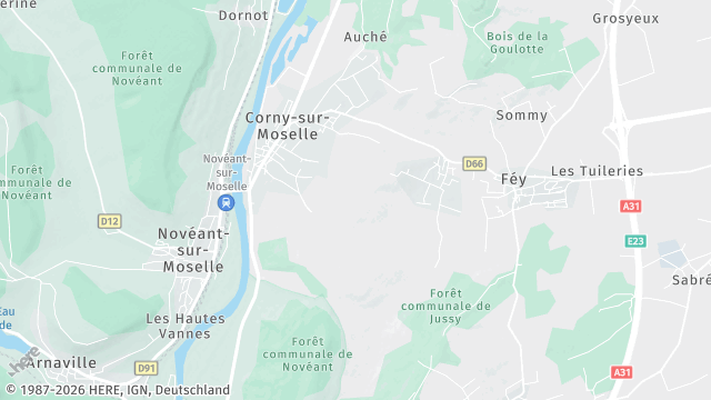 Carte de la zone d'intervention à Corny-sur-Moselle