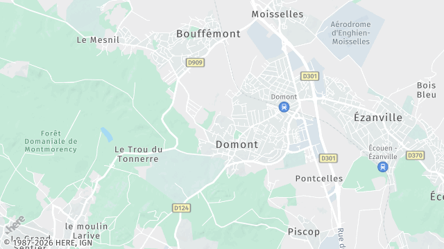Carte de la zone d'intervention à Domont