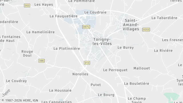 Carte de la zone d'intervention à Torigny-les-Villes
