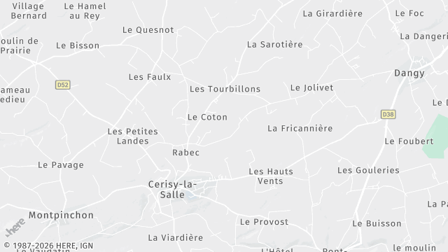 Carte de la zone d'intervention à Cerisy-la-Salle