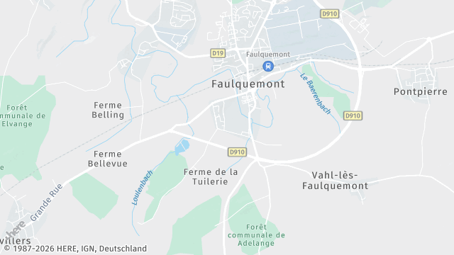 Carte de la zone d'intervention à Faulquemont