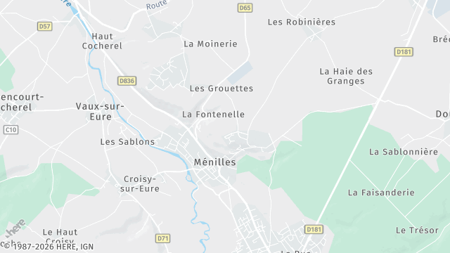 Carte de la zone d'intervention à Ménilles