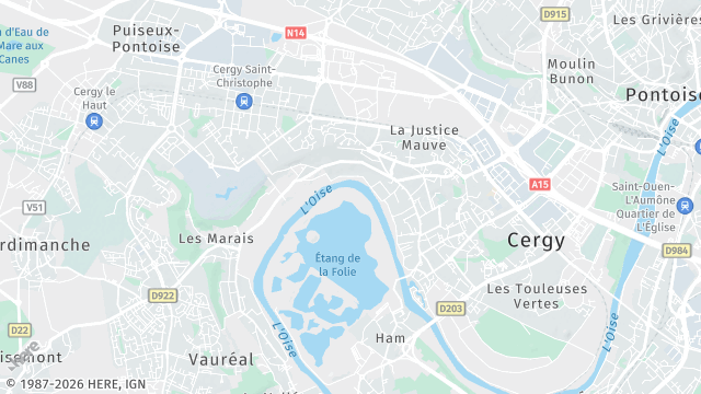 Carte de la zone d'intervention à Cergy