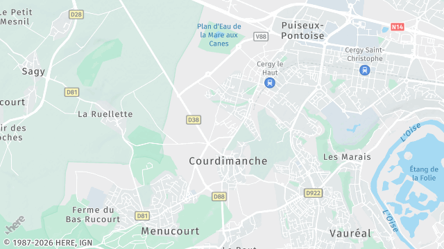 Carte de la zone d'intervention à Courdimanche