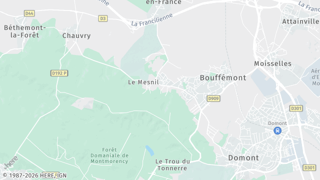 Carte de la zone d'intervention à Bouffémont
