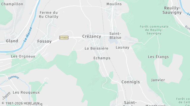 Carte de la zone d'intervention à Crézancy
