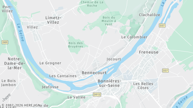 Carte de la zone d'intervention à Bennecourt