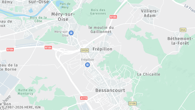Carte de la zone d'intervention à Frépillon