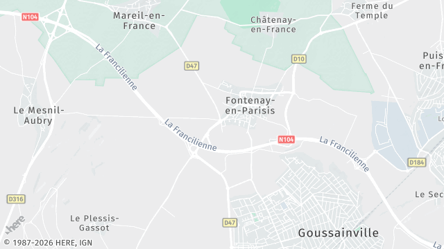 Carte de la zone d'intervention à Fontenay-en-Parisis