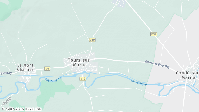 Carte de la zone d'intervention à Tours-sur-Marne