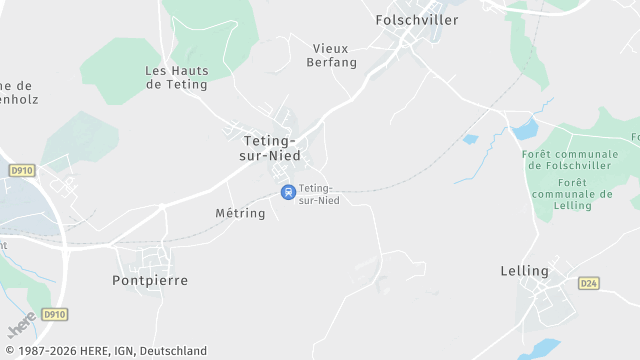 Carte de la zone d'intervention à Teting-sur-Nied