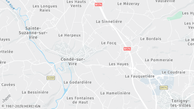 Carte de la zone d'intervention à Condé-sur-Vire