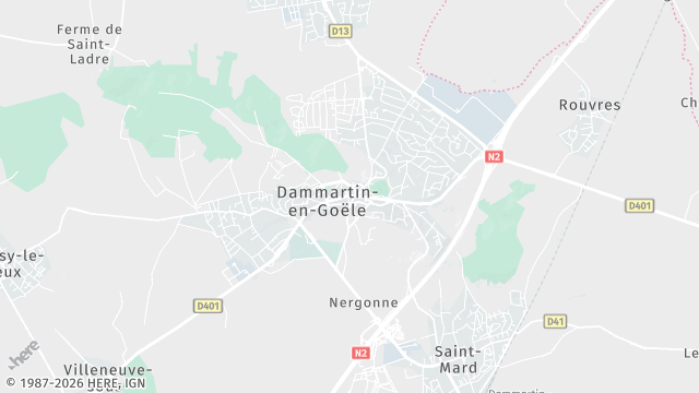Carte de la zone d'intervention à Dammartin-en-Goële