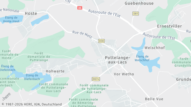 Carte de la zone d'intervention à Puttelange-aux-Lacs