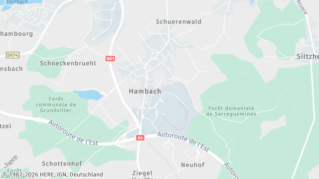 Carte de la zone d'intervention à Hambach