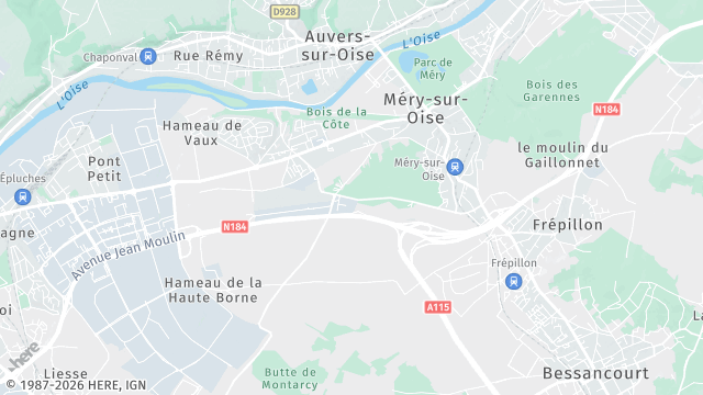 Carte de la zone d'intervention à Méry-sur-Oise