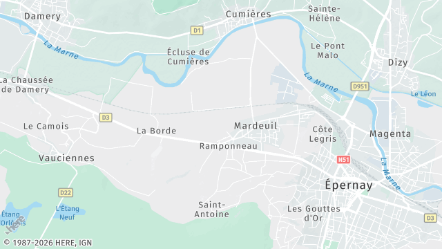 Carte de la zone d'intervention à Mardeuil