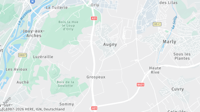 Carte de la zone d'intervention à Augny