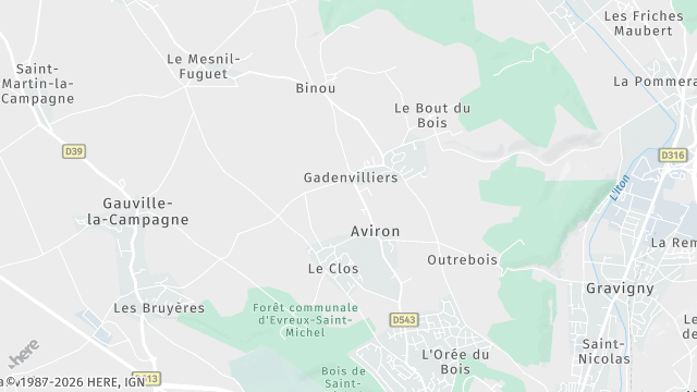 Carte de la zone d'intervention à Aviron