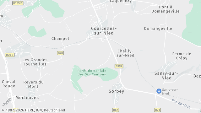 Carte de la zone d'intervention à Courcelles-sur-Nied