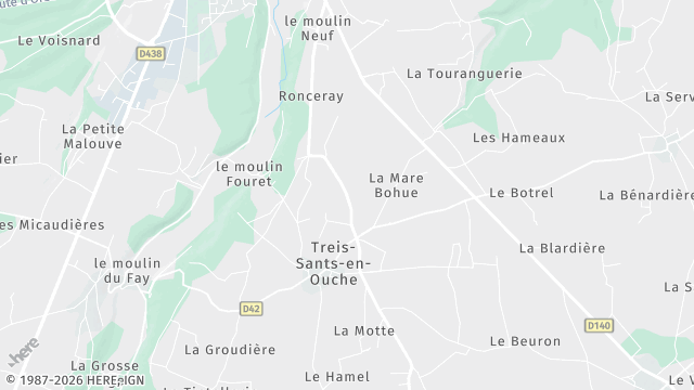 Carte de la zone d'intervention à Treis-Sants-en-Ouche