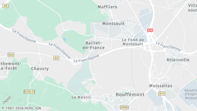 Carte de la zone d'intervention à Baillet-en-France