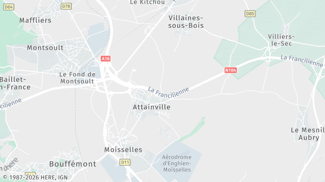 Carte de la zone d'intervention à Attainville