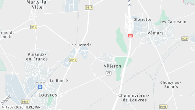 Carte de la zone d'intervention à Villeron