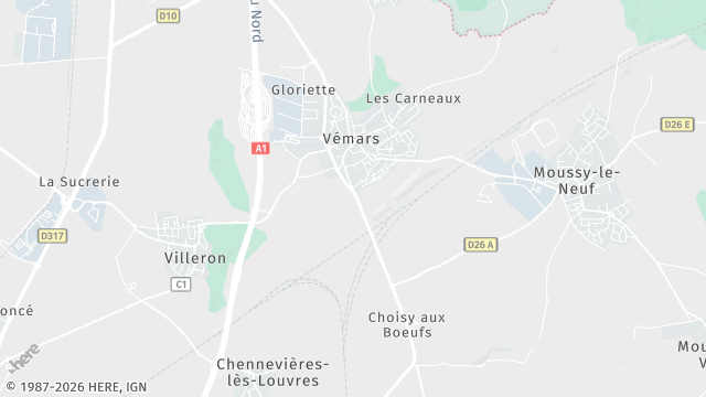 Carte de la zone d'intervention à Vémars