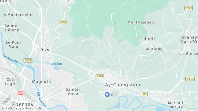 Carte de la zone d'intervention à Aÿ-Champagne