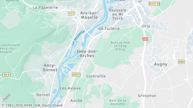 Carte de la zone d'intervention à Jouy-aux-Arches
