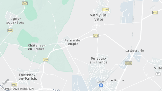 Carte de la zone d'intervention à Puiseux-en-France