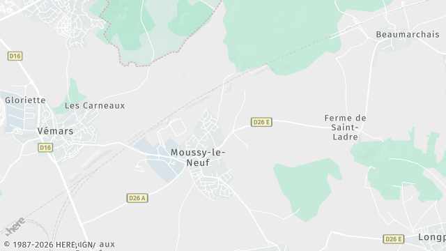 Carte de la zone d'intervention à Moussy-le-Neuf