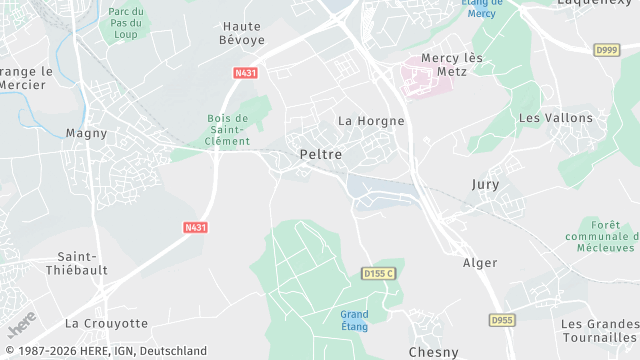 Carte de la zone d'intervention à Peltre