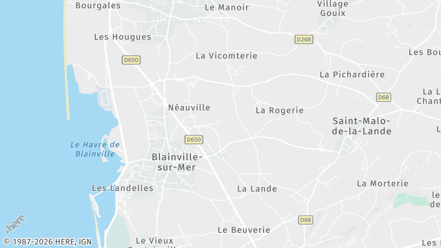 Carte de la zone d'intervention à Blainville-sur-Mer