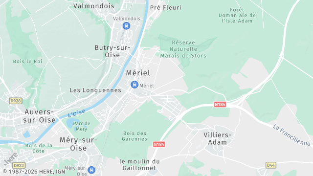 Carte de la zone d'intervention à Mériel